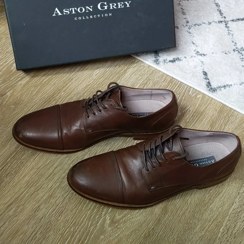 Men’s Aston Grey Leather Dress Shoes
